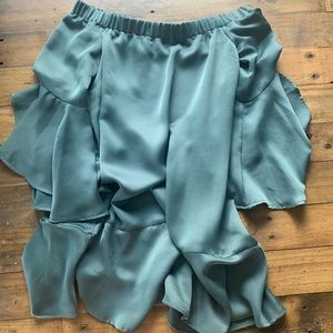 Off shoulder flowing ruffled dress. ZARA